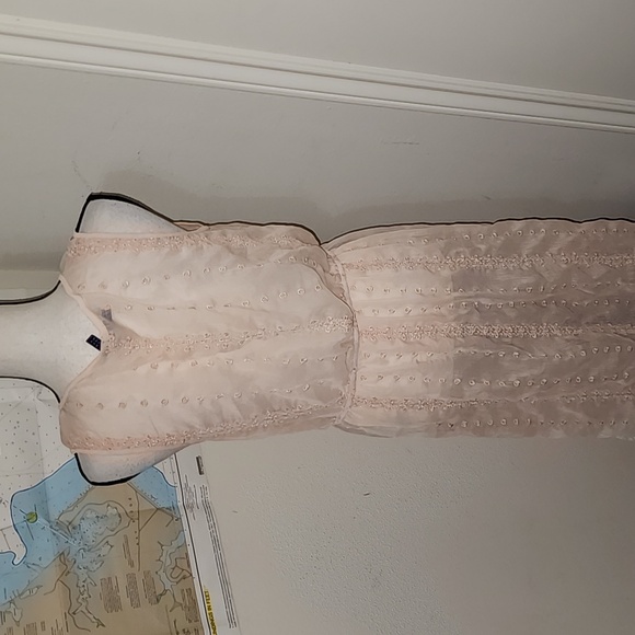 "ARCHEOLOGIE" PEACH SHEER EMBROIDERED MAXI TUNIC TOP SZ UK 12 (US 8) - Picture 6 of 10